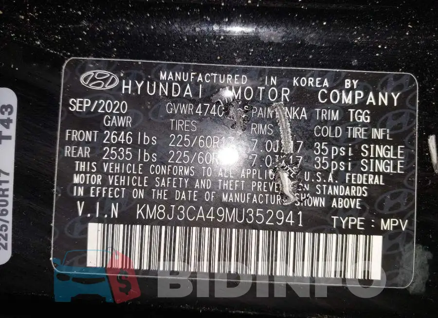 KM8J3CA49MU352941 Photo# 9