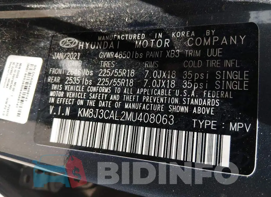 KM8J3CAL2MU408063 Photo# 9