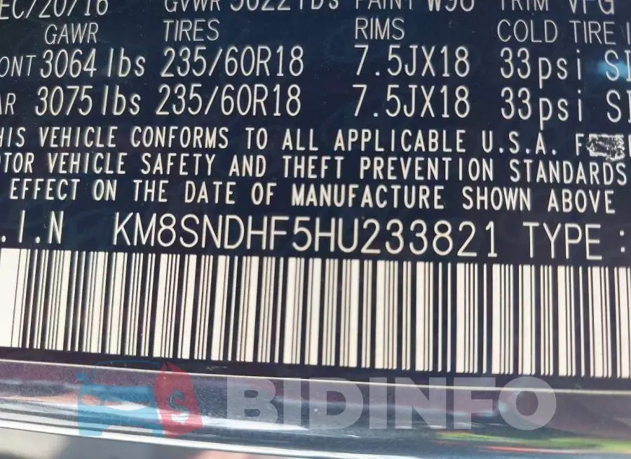 KM8SNDHF5HU233821 Photo# 9