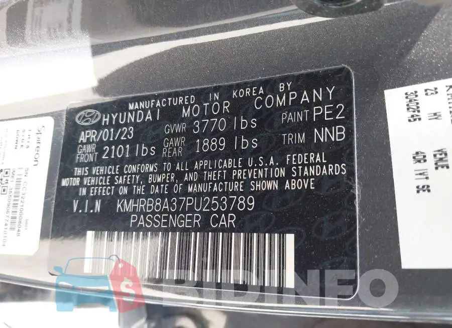 KMHRB8A37PU253789 Photo# 9