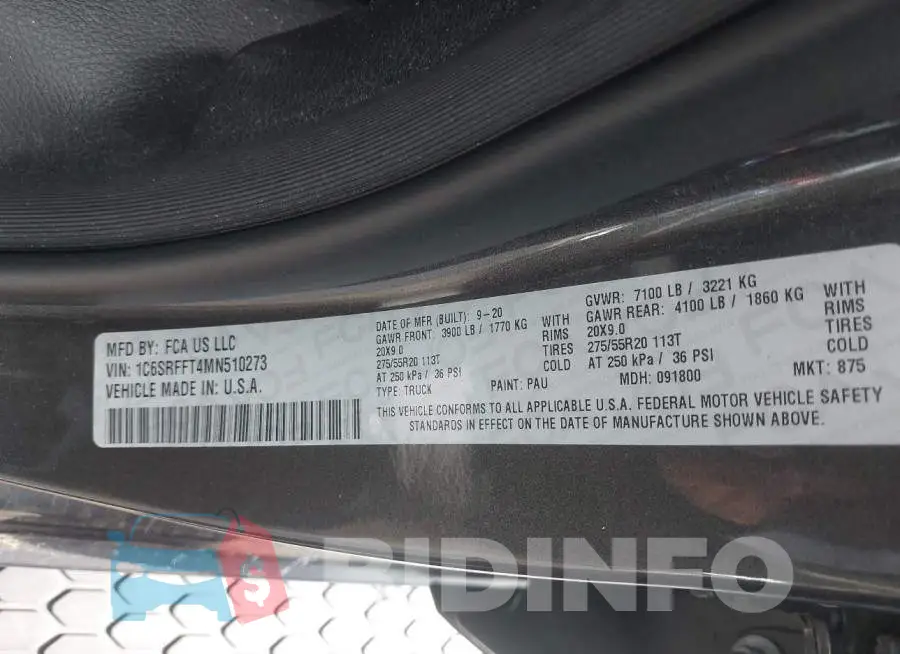 1C6SRFFT4MN510273 Photo# 9