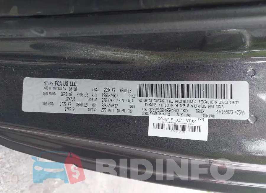 3C6JR6DG1KG504003 Photo# 9