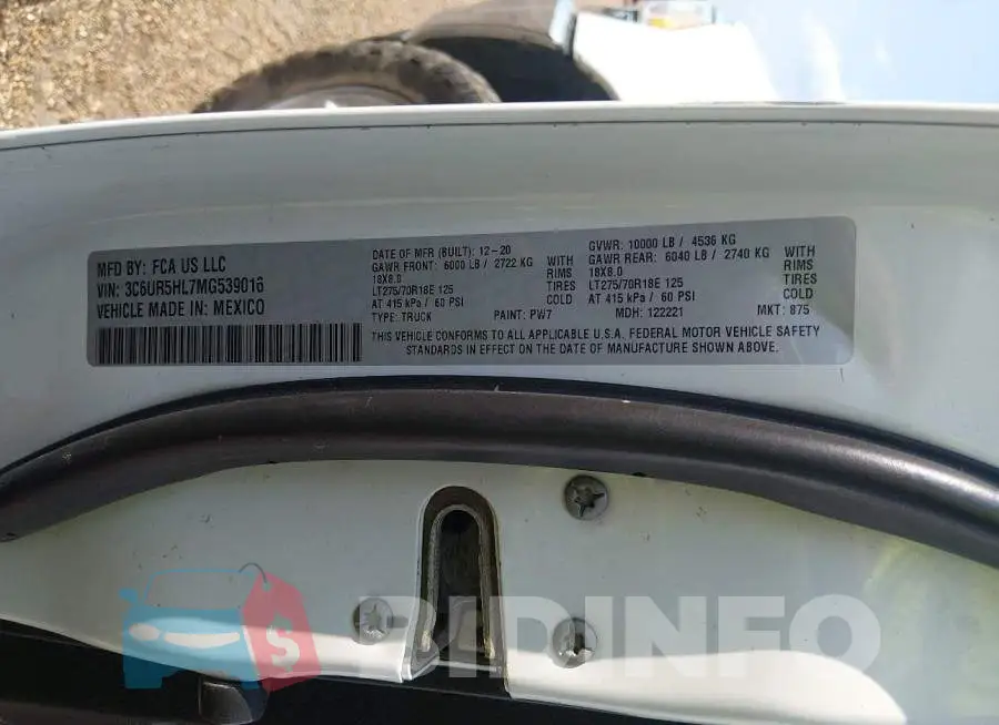3C6UR5HL7MG539016 Photo# 9