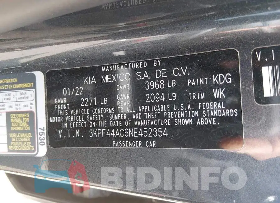 3KPF44AC6NE452354 Photo# 9