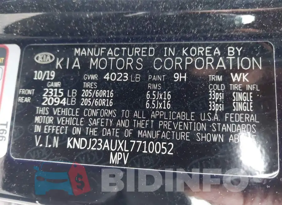 KNDJ23AUXL7710052 Photo# 9