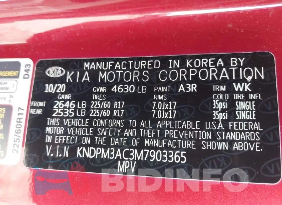 KNDPM3AC3M7903365 Photo# 9