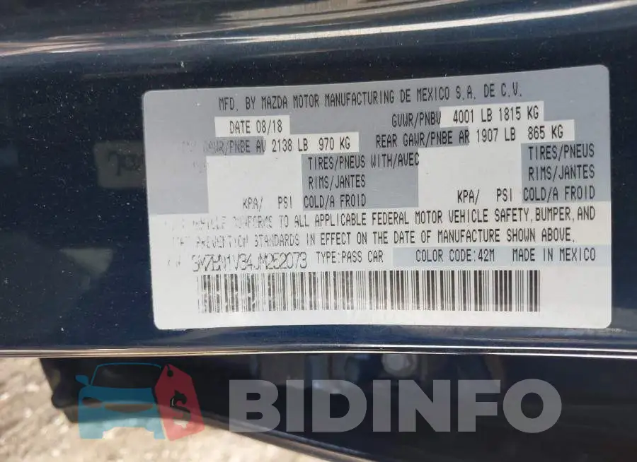 3MZBN1V34JM252073 Photo# 9