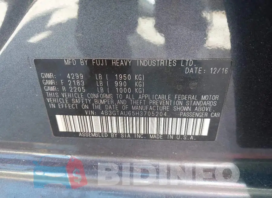 4S3GTAU65H3705204 Photo# 9