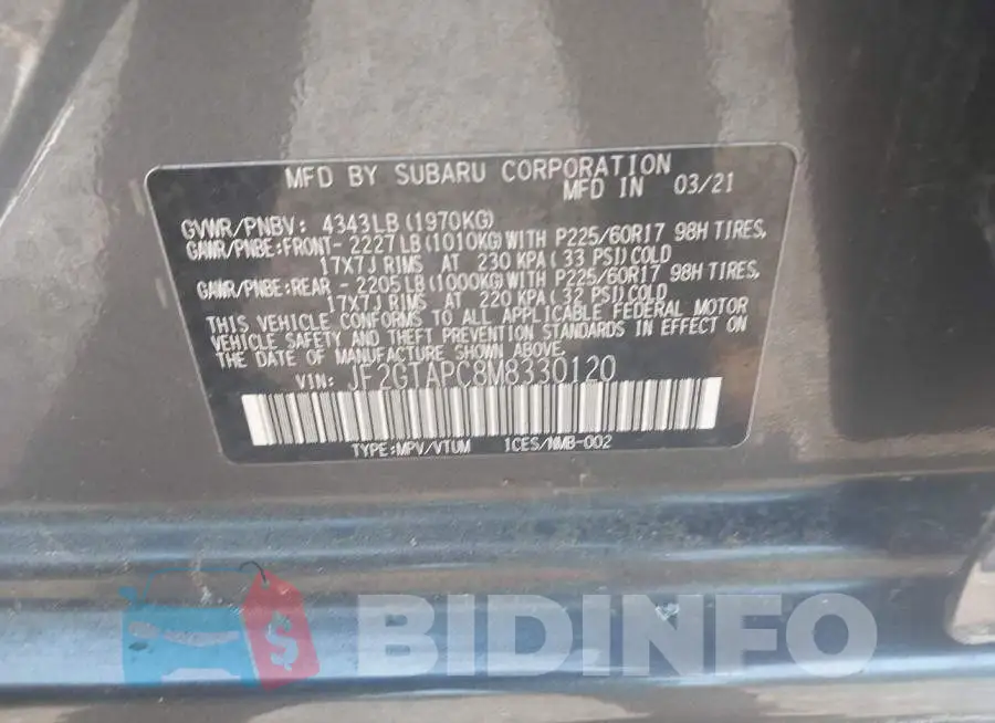 JF2GTAPC8M8330120 Photo# 9