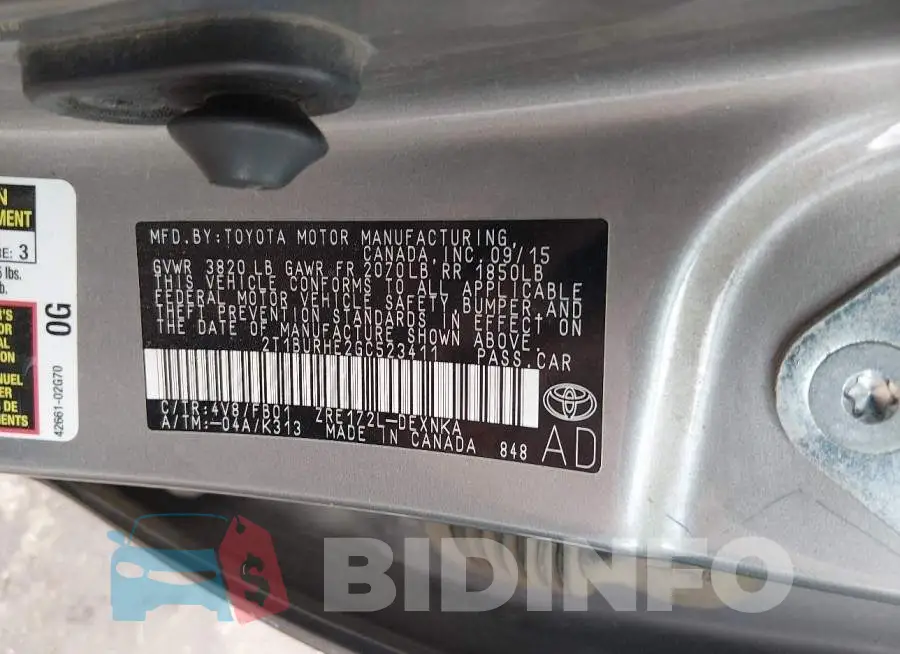 2T1BURHE2GC523411 Photo# 9
