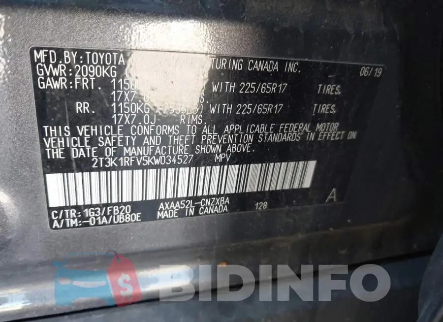 2T3K1RFV5KW034527 Photo# 9