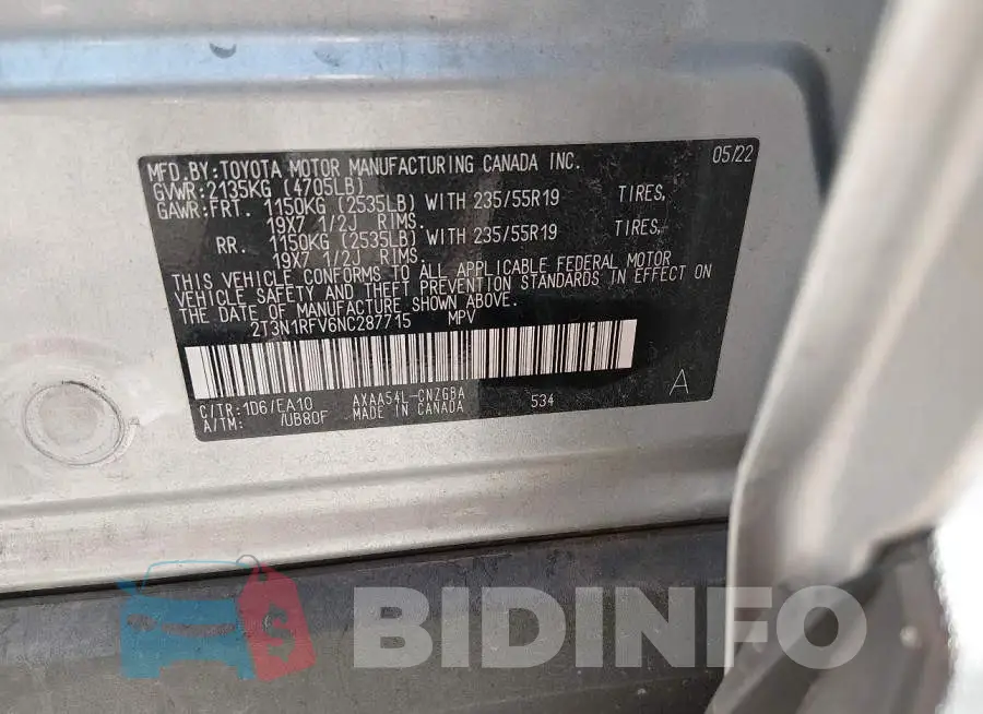 2T3N1RFV6NC287715 Photo# 9