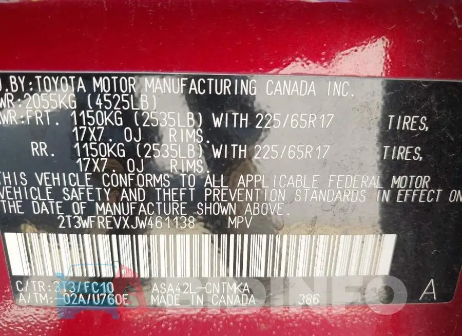 2T3WFREVXJW461138 Photo# 9