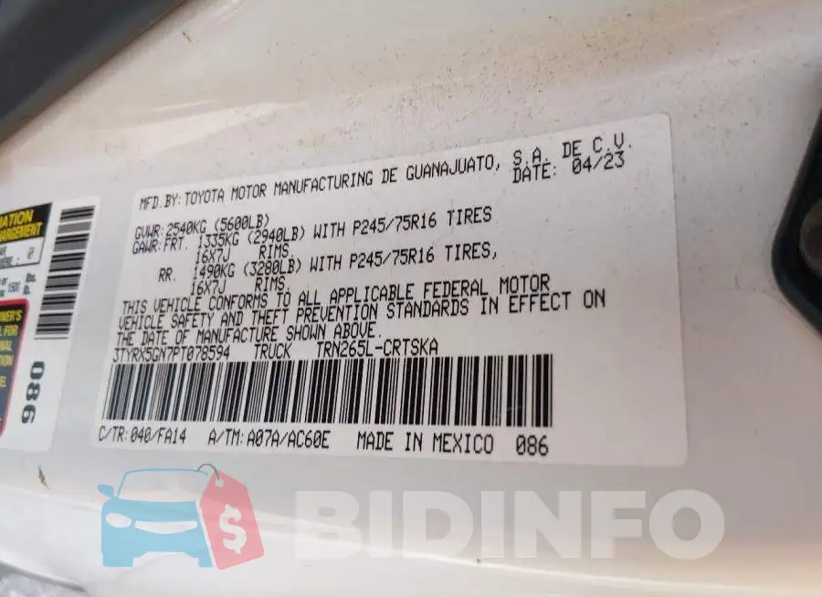 3TYRX5GN7PT078594 Photo# 4