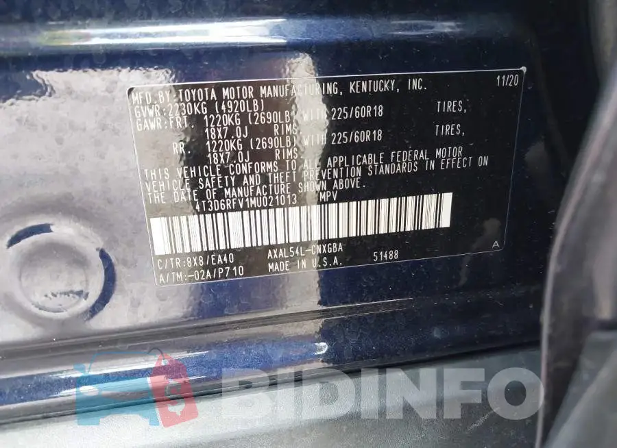 4T3D6RFV1MU021013 Photo# 9