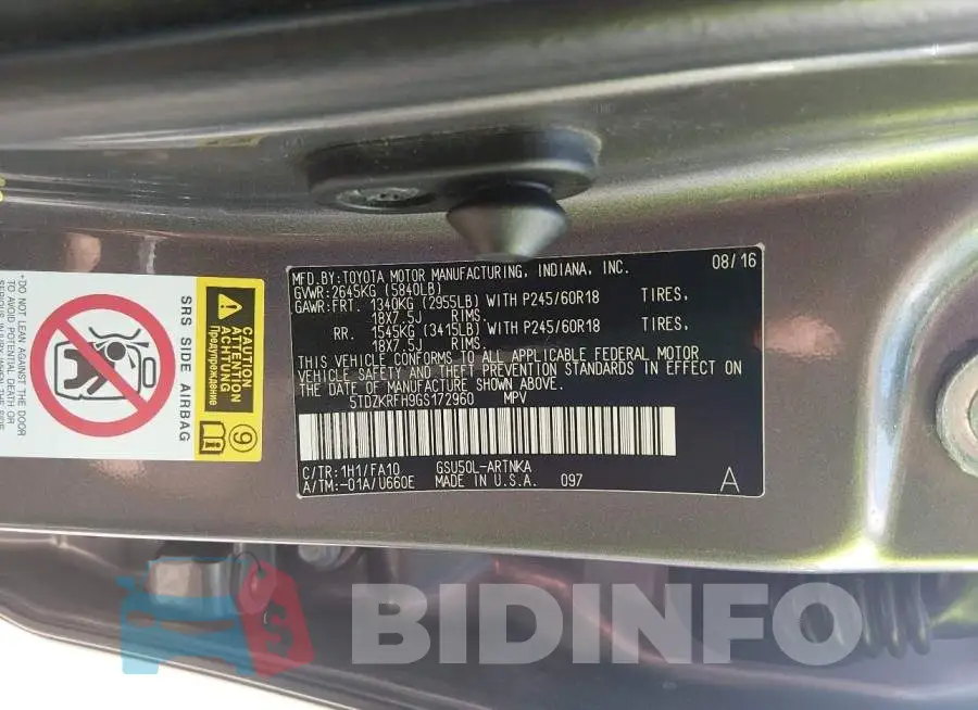 5TDZKRFH9GS172960 Photo# 9