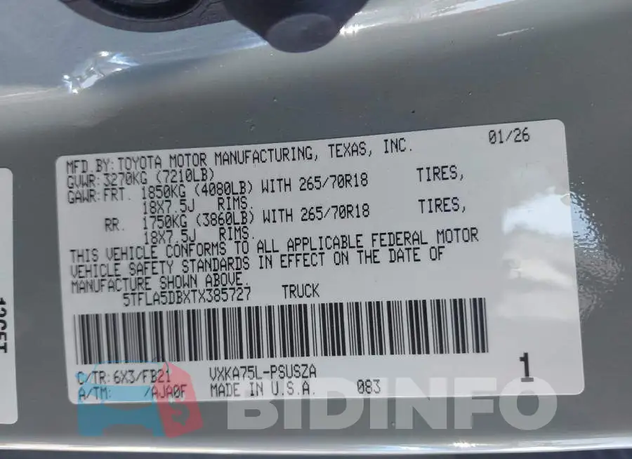 5TFLA5DBXTX385727 Photo# 9