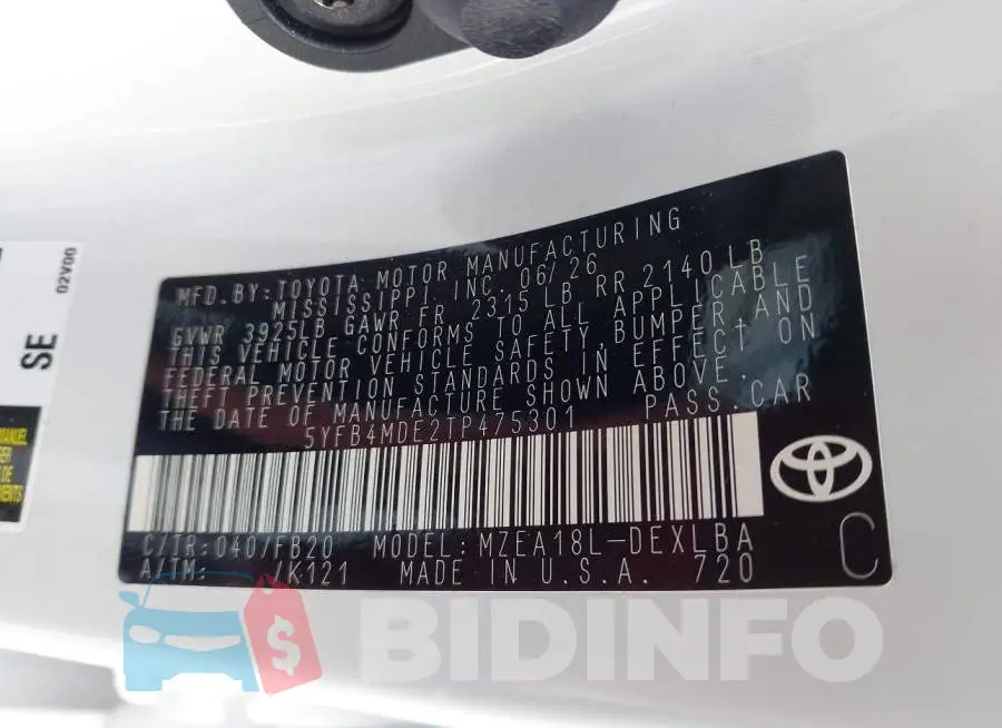 5YFB4MDE2TP475301 Photo# 9