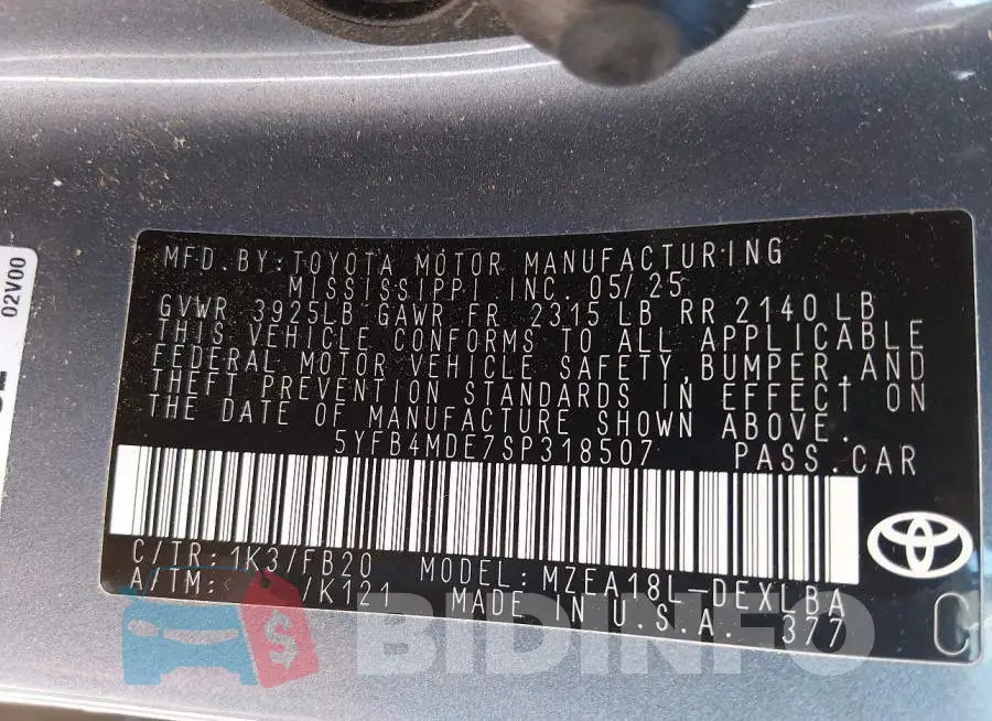 5YFB4MDE7SP318507 Photo# 9