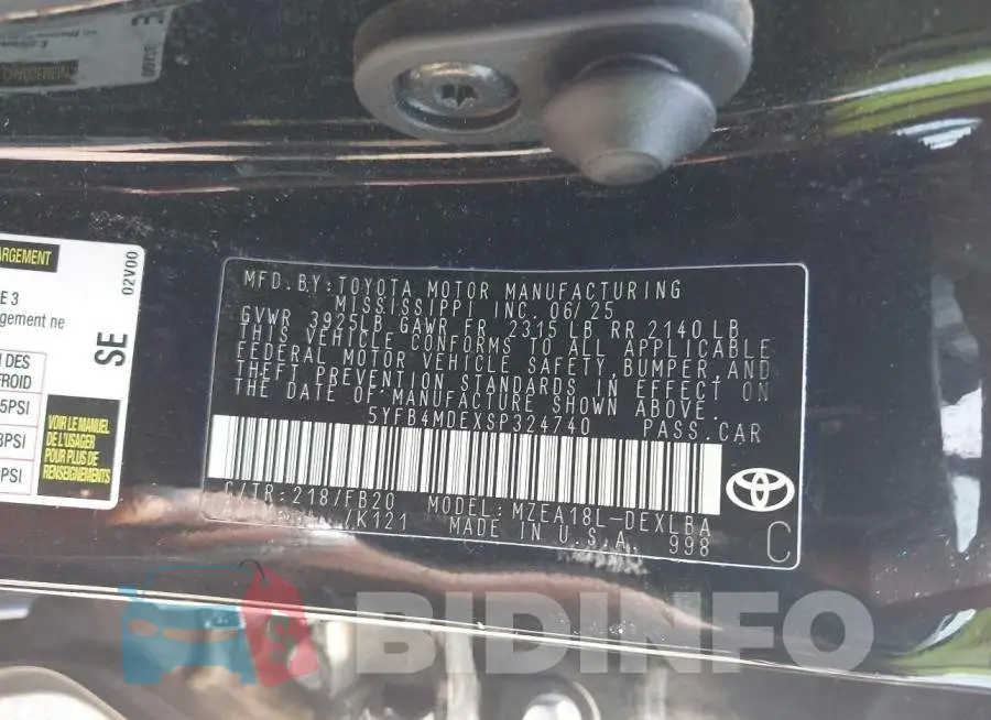 5YFB4MDEXSP324740 Photo# 9