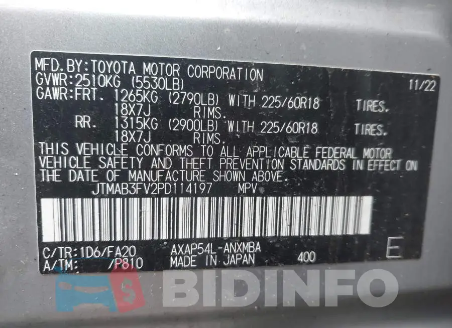 JTMAB3FV2PD114197 Photo# 9
