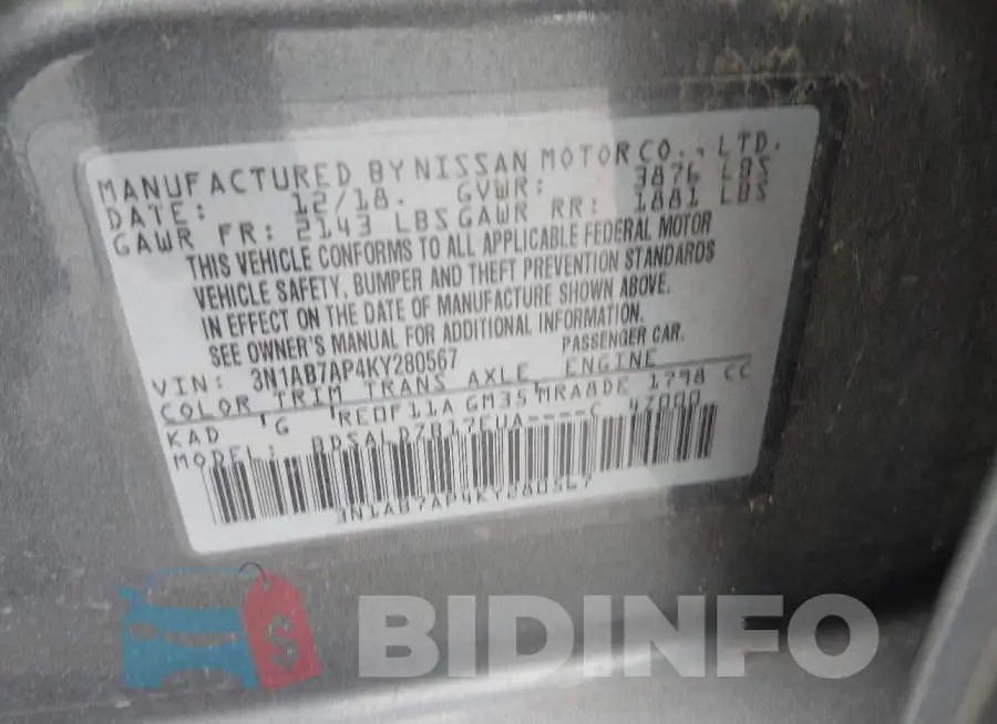 3N1AB7AP4KY280567 Photo# 9