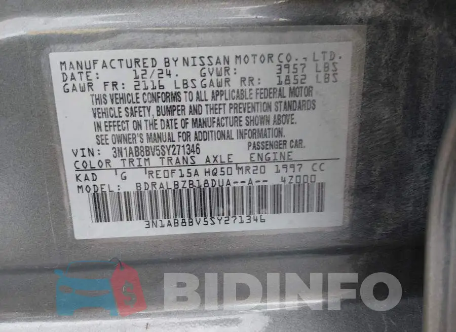 3N1AB8BV5SY271346 Photo# 9