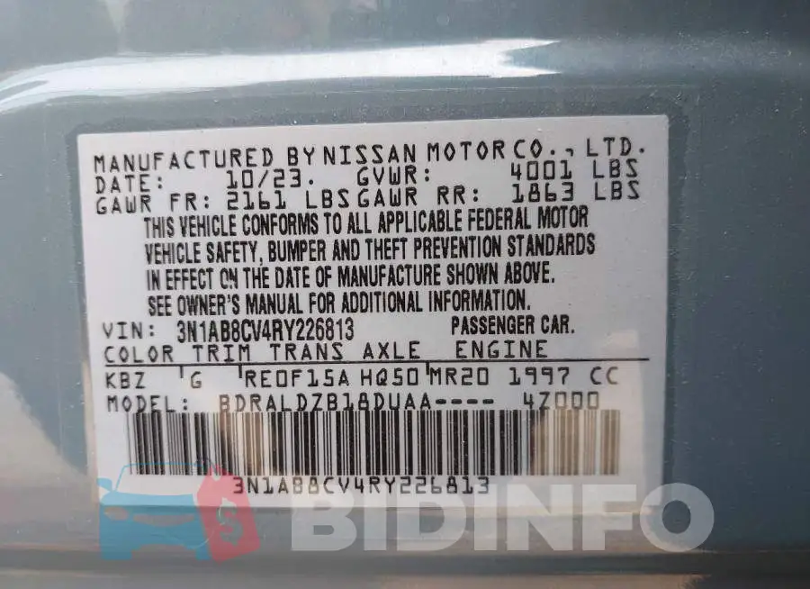 3N1AB8CV4RY226813 Photo# 9