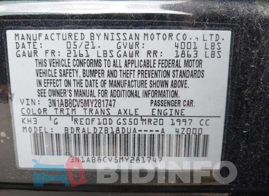 3N1AB8CV5MY281747 Photo# 9