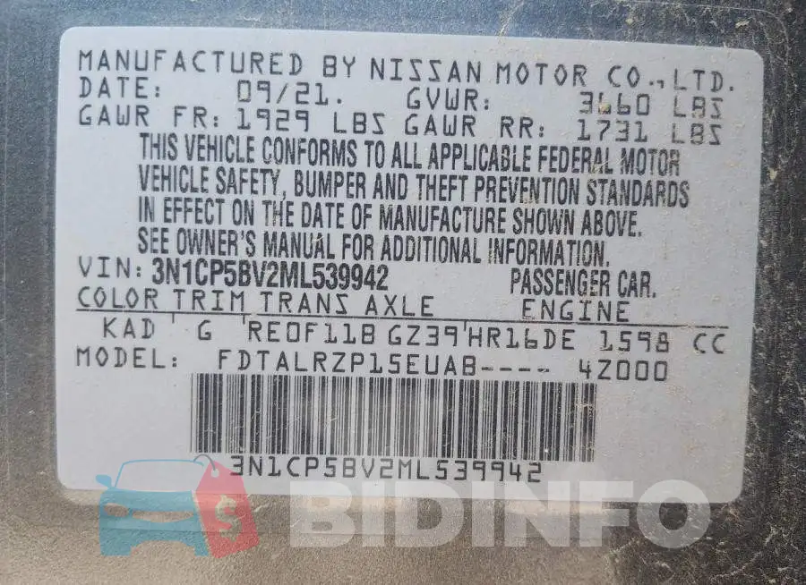 3N1CP5BV2ML539942 Photo# 9
