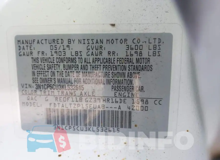 3N1CP5CU3KL532615 Photo# 9