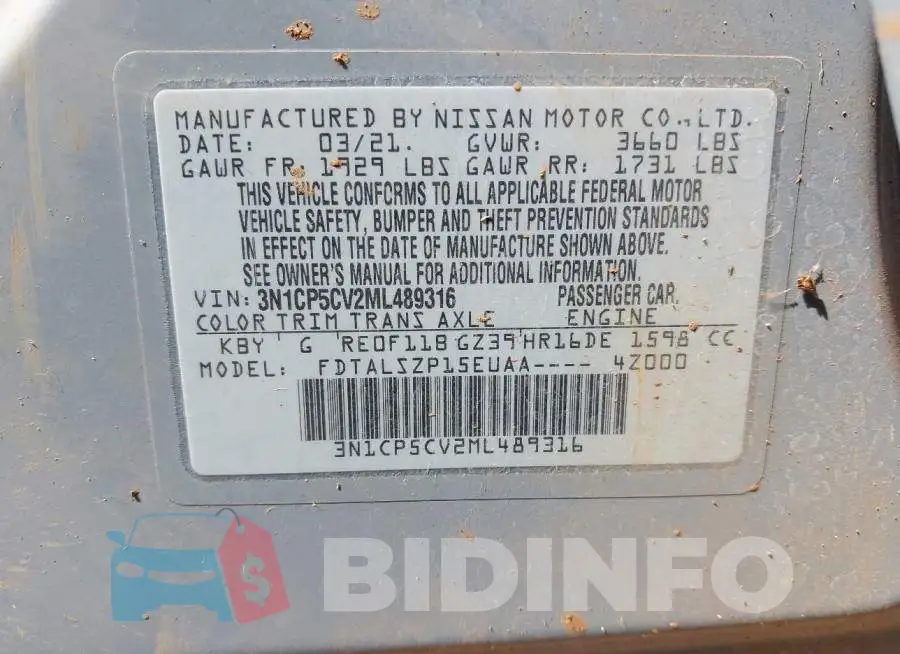 3N1CP5CV2ML489316 Photo# 9
