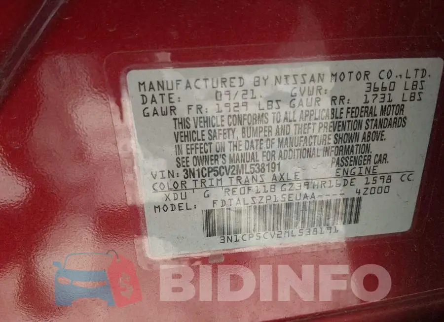 3N1CP5CV2ML538191 Photo# 9