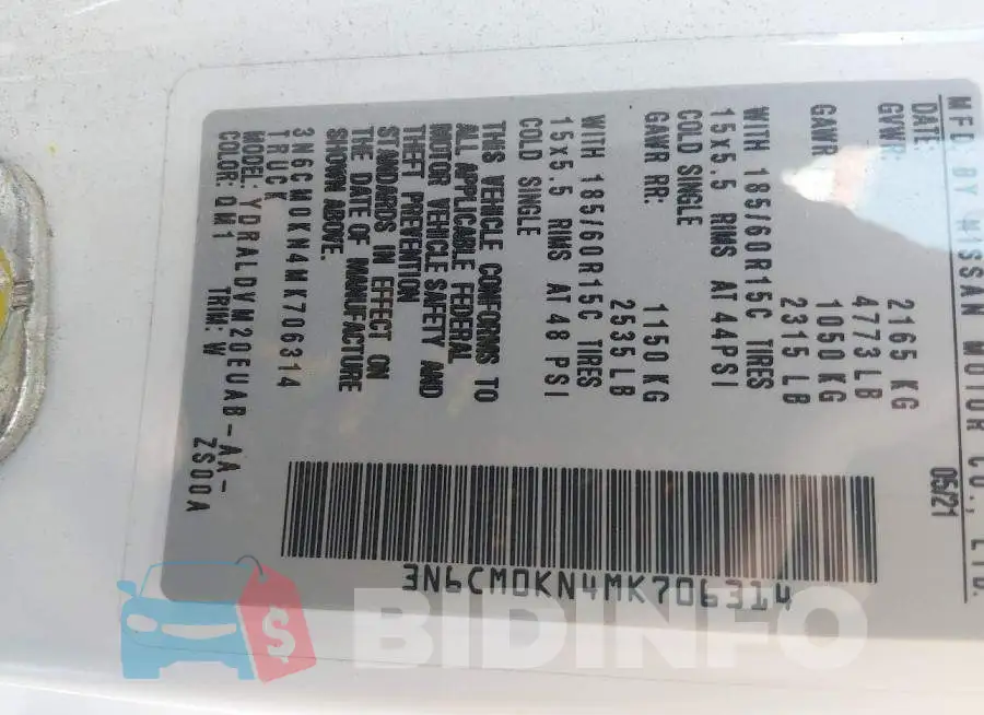3N6CM0KN4MK706314 Photo# 9