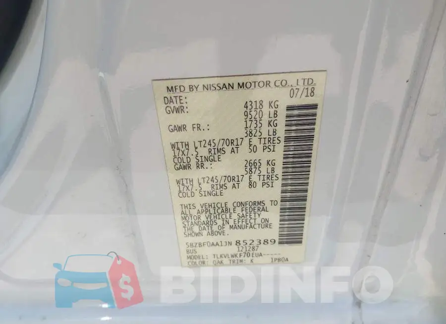 5BZBF0AA1JN852389 Photo# 9