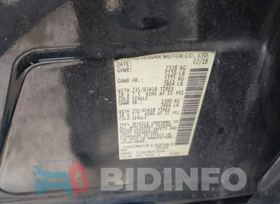 5N1AZ2MG5JN130563 Photo# 9