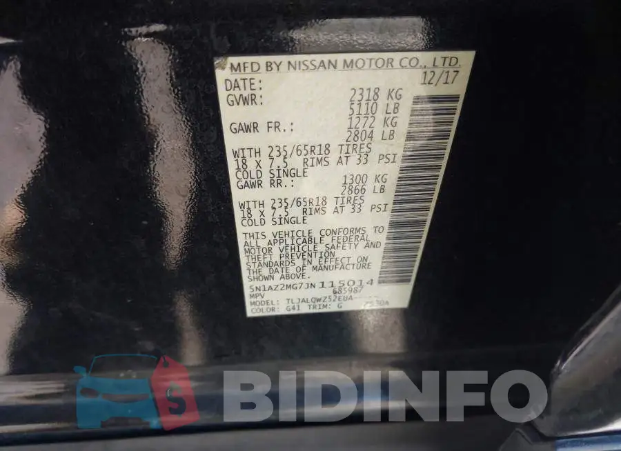 5N1AZ2MG7JN115014 Photo# 9