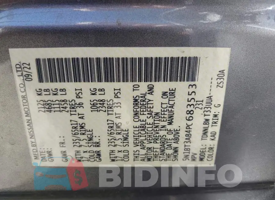 5N1BT3AB4PC683553 Photo# 9