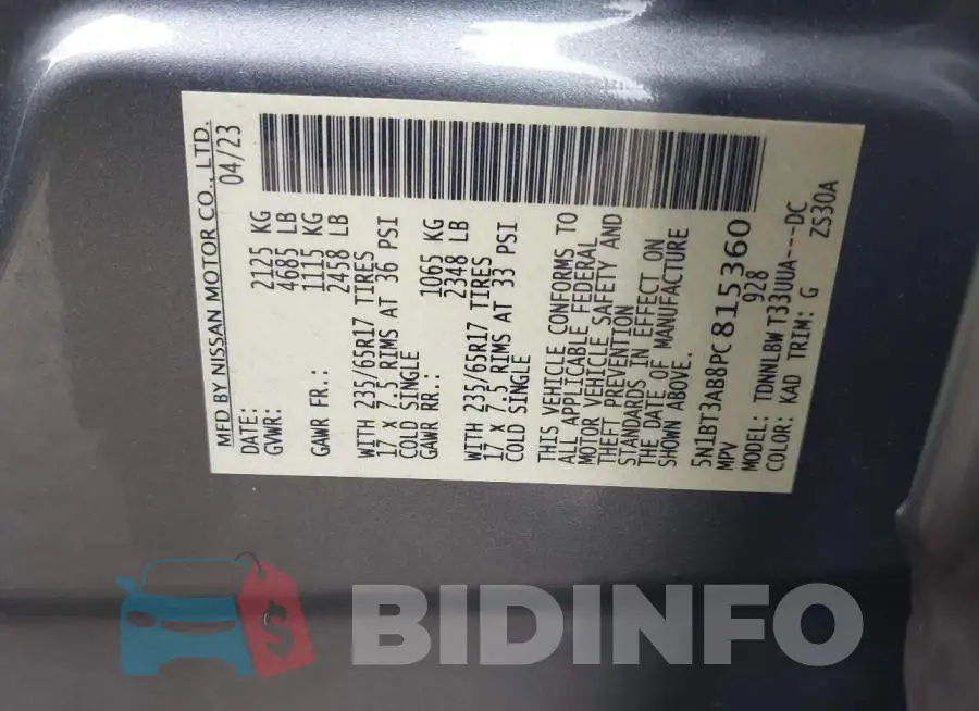 5N1BT3AB8PC815360 Photo# 9