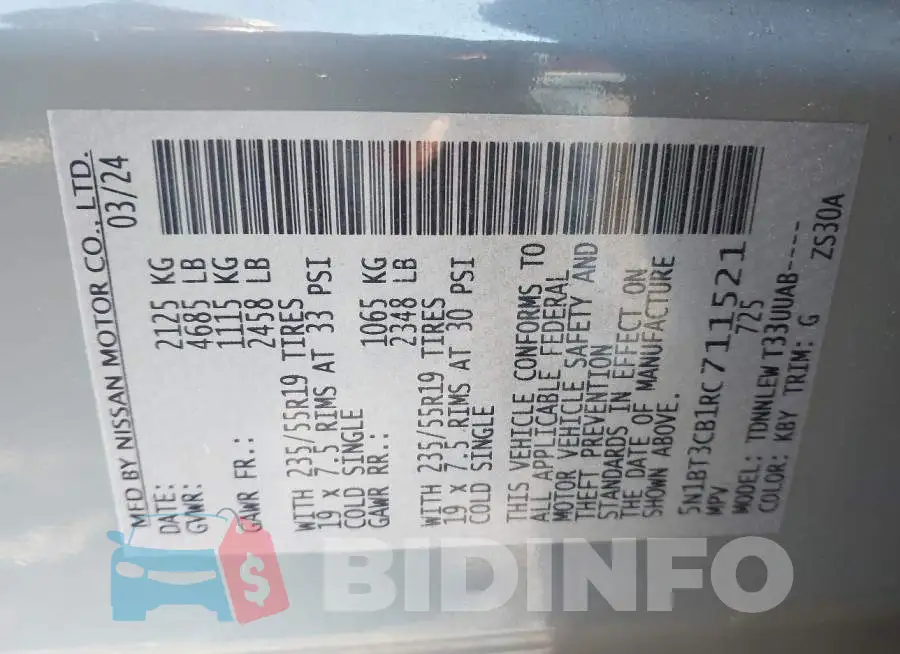 5N1BT3CB1RC711521 Photo# 9