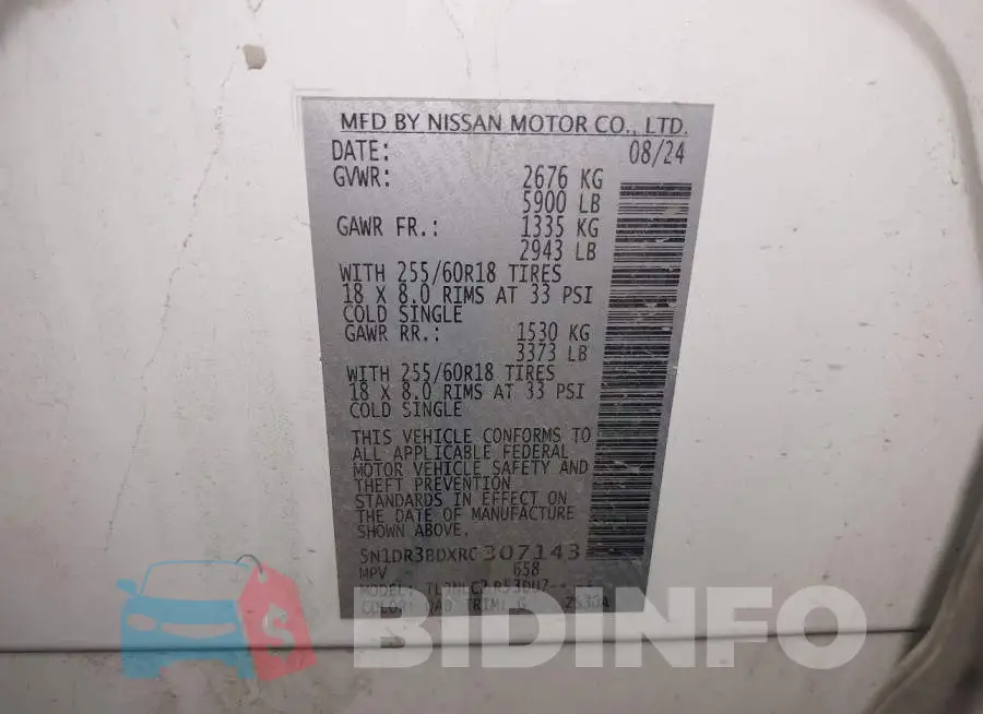 5N1DR3BDXRC307143 Photo# 9