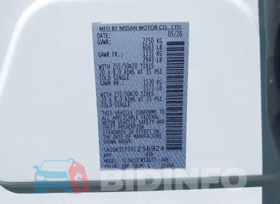 5N1DR3CT5TC256924 Photo# 9