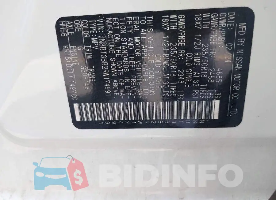 JN8BT3BB2RW174991 Photo# 9