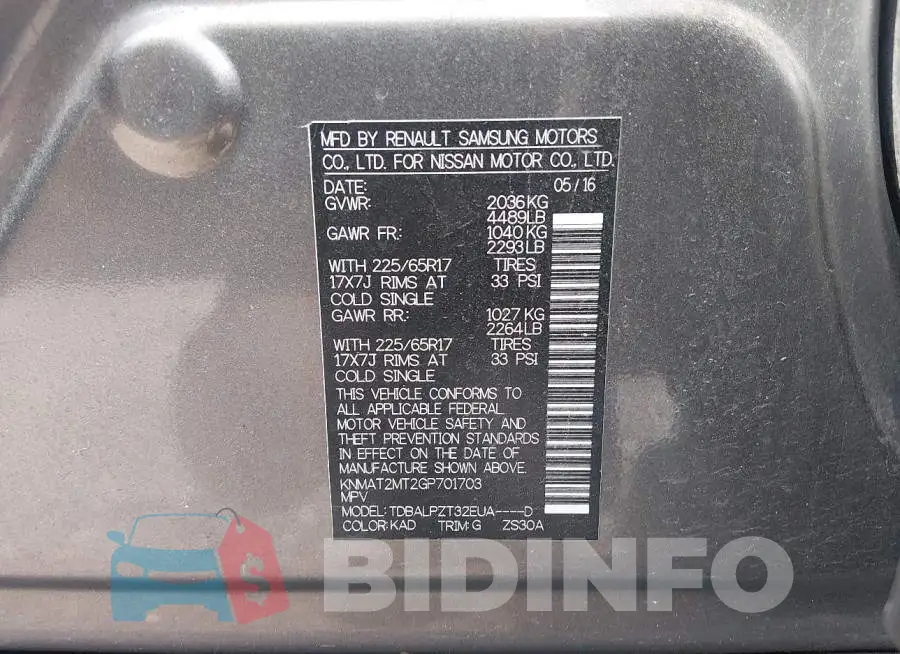KNMAT2MT2GP701703 Photo# 9