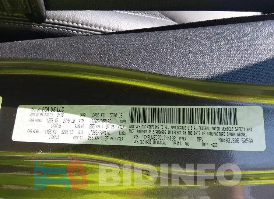 1C4BJWEG7GL235132 Photo# 9