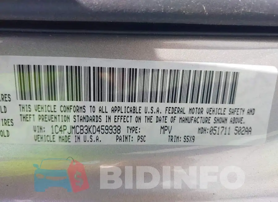 1C4PJMCB3KD459938 Photo# 9