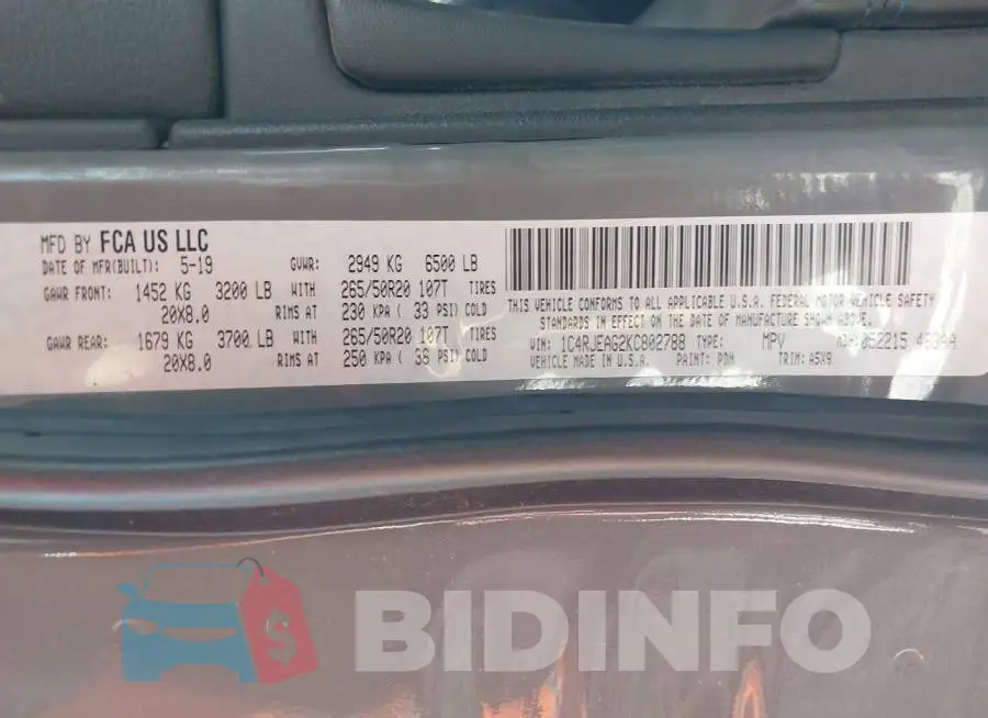 1C4RJEAG2KC802788 Photo# 9