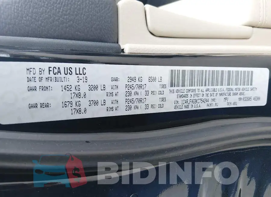1C4RJFAG9KC754244 Photo# 9