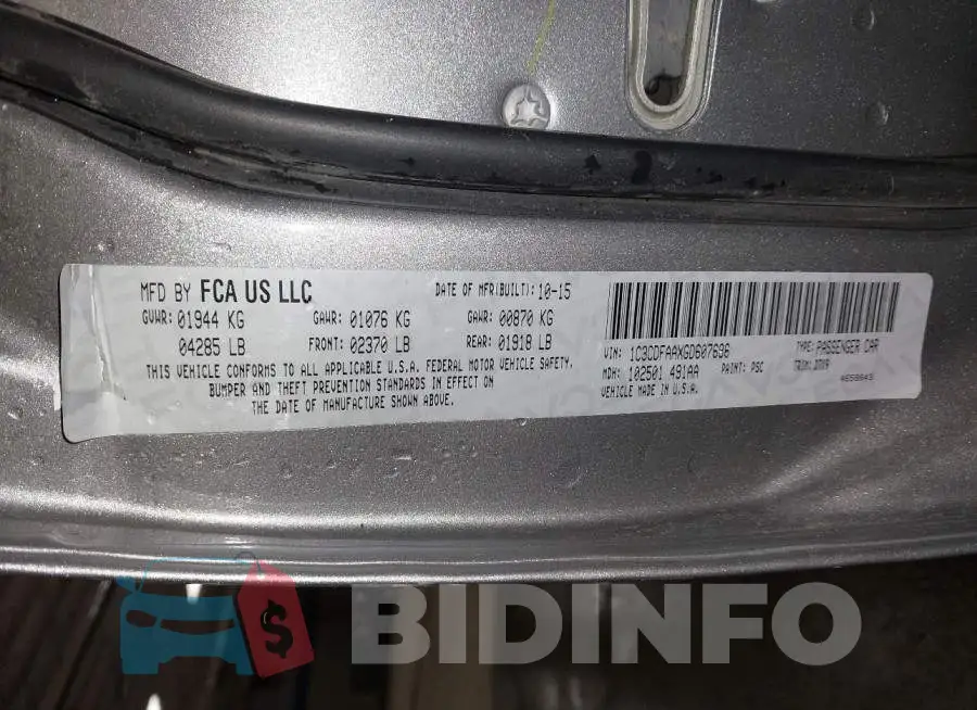 1C3CDFAAXGD607686 Photo# 9