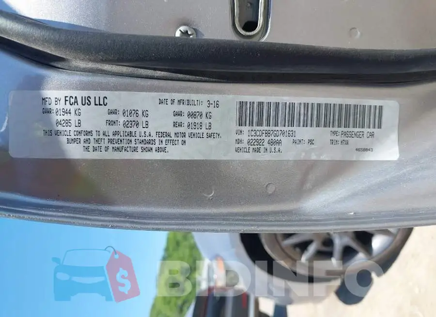1C3CDFBB7GD701631 Photo# 9